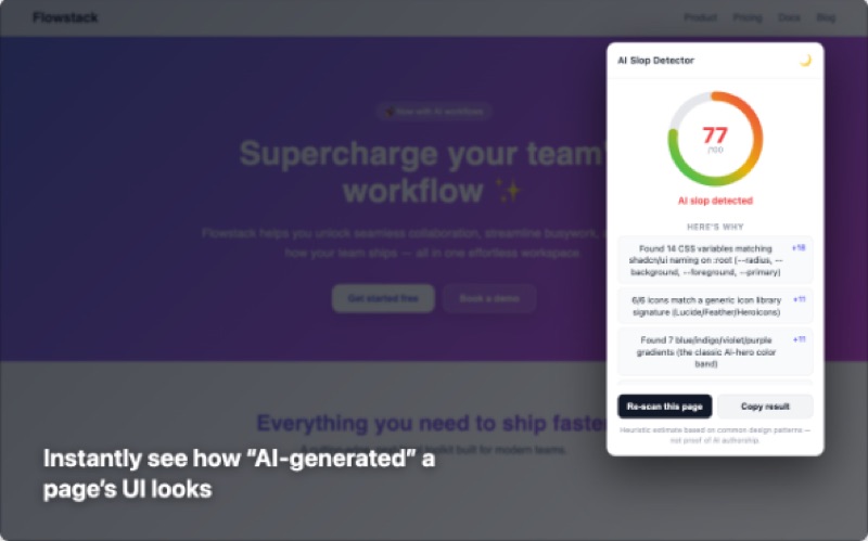 AI Slop Detector extension preview