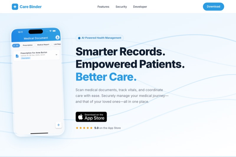CareBinder app preview