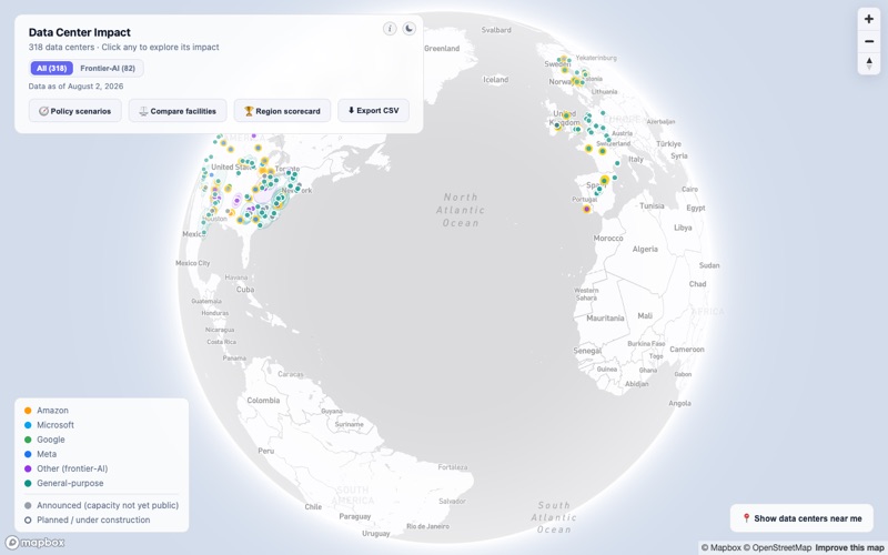 Data Center Impact map preview